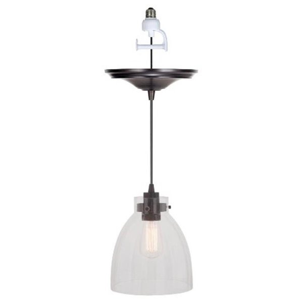 Lucent 1-Light Brushed Bronze Instant Pendant Conversion Kit; Clear Glass Ball Shade LU1629857